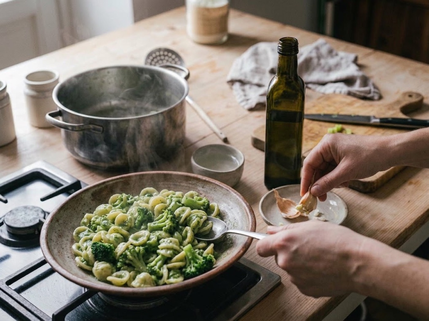 Orecchiette con broccoli, passaggio 7