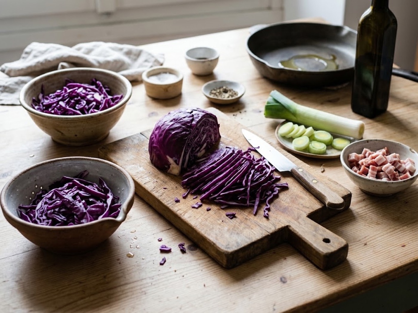 Torta salata con cavolo viola e provola, passaggio 1