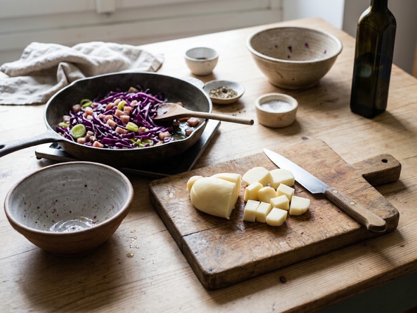 Torta salata con cavolo viola e provola, passaggio 2