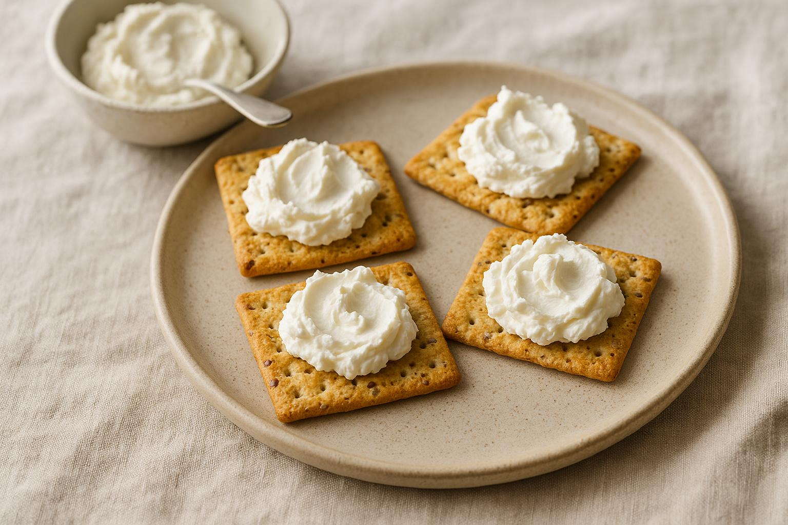 Crackers con formaggio fresco