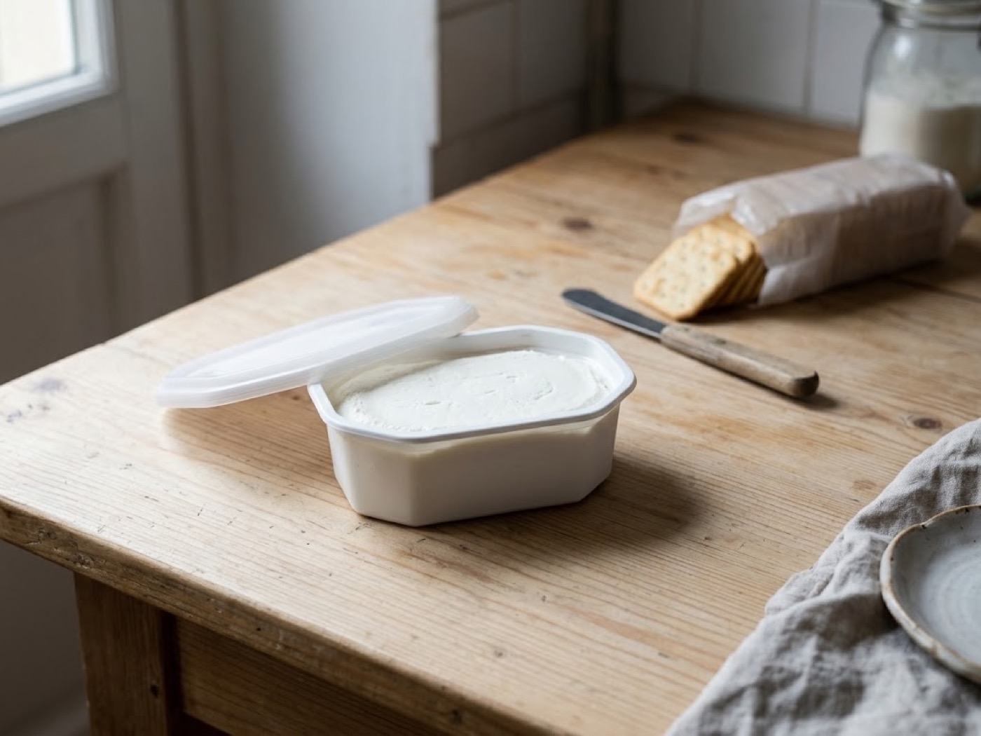Crackers con formaggio fresco, passaggio 1