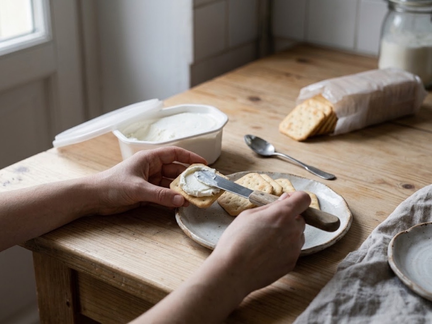 Crackers con formaggio fresco, passaggio 4