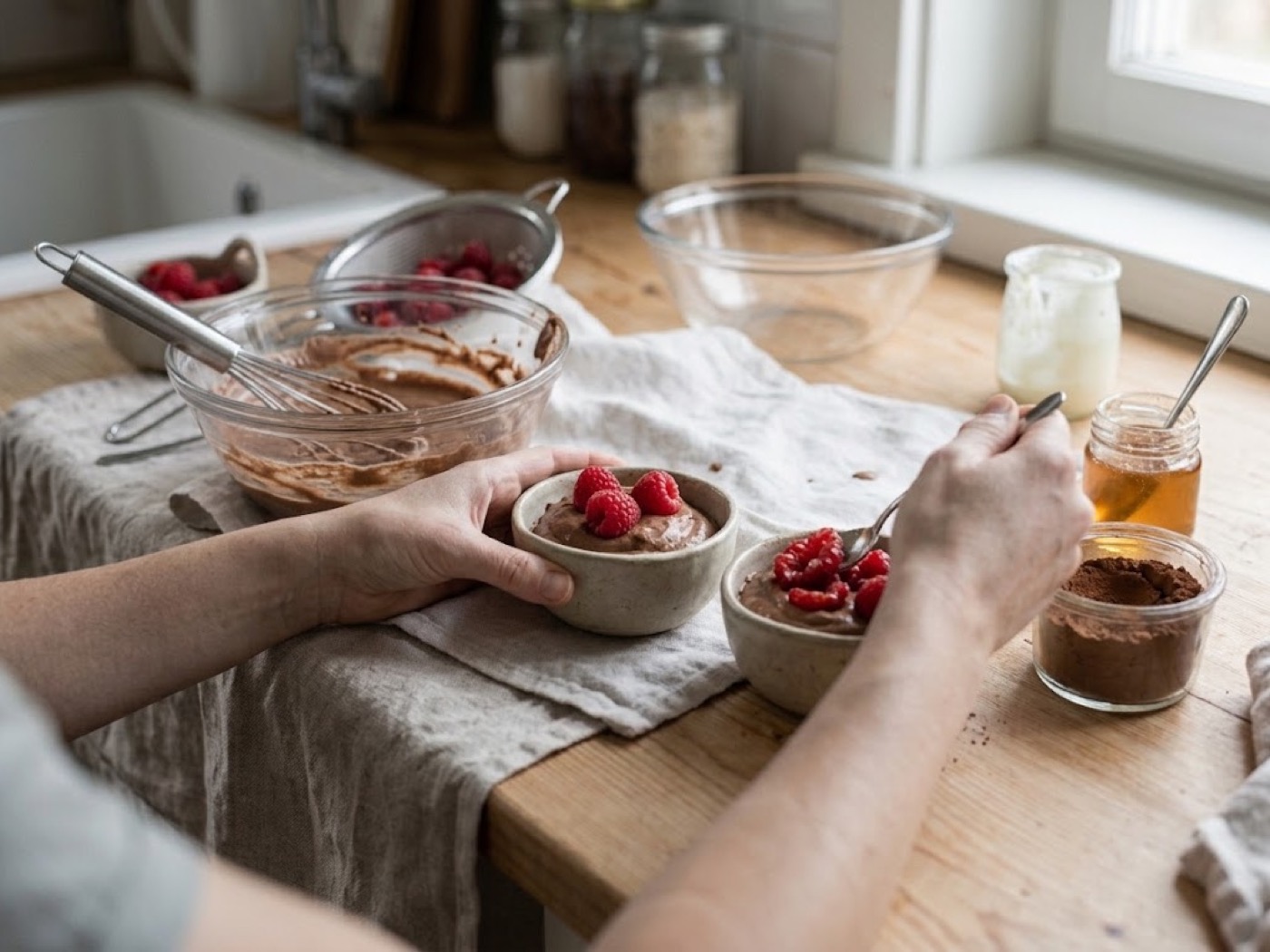Mousse di yogurt al cacao e lamponi, passaggio 5