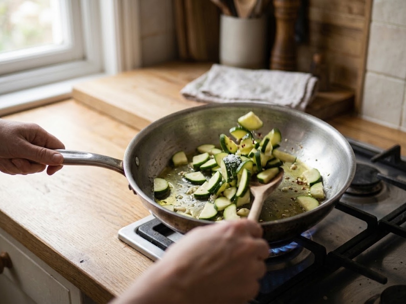 Pasta Zucchine e Gamberetti, passaggio 5