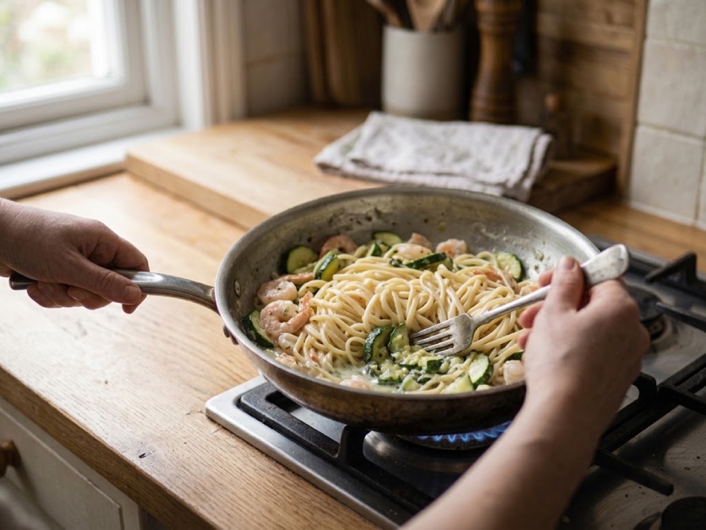 Pasta Zucchine e Gamberetti, passaggio 8