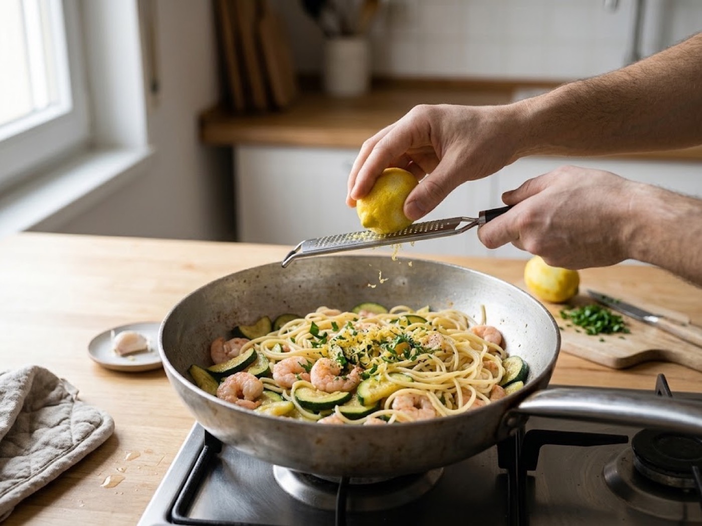 Pasta Zucchine e Gamberetti, passaggio 9