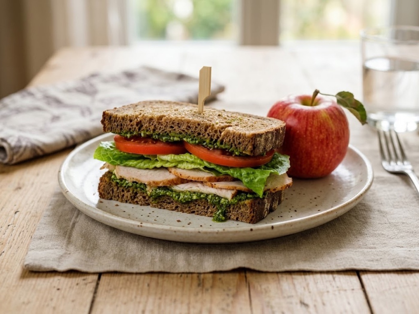 Sandwich pesto e tacchino