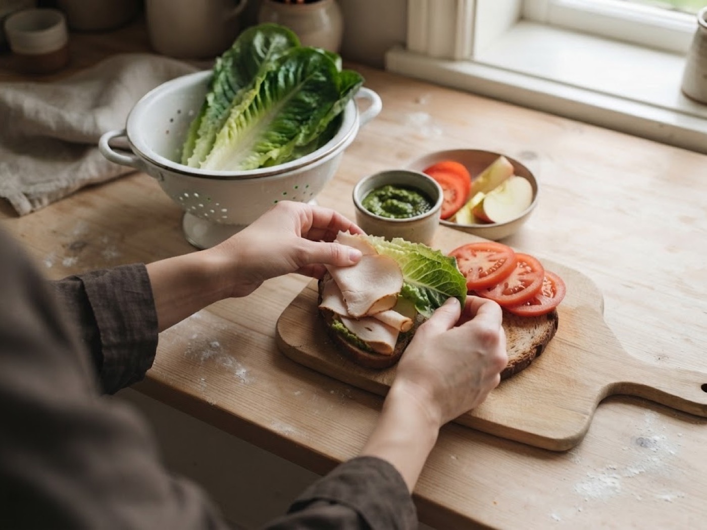 Sandwich pesto e tacchino, passaggio 4