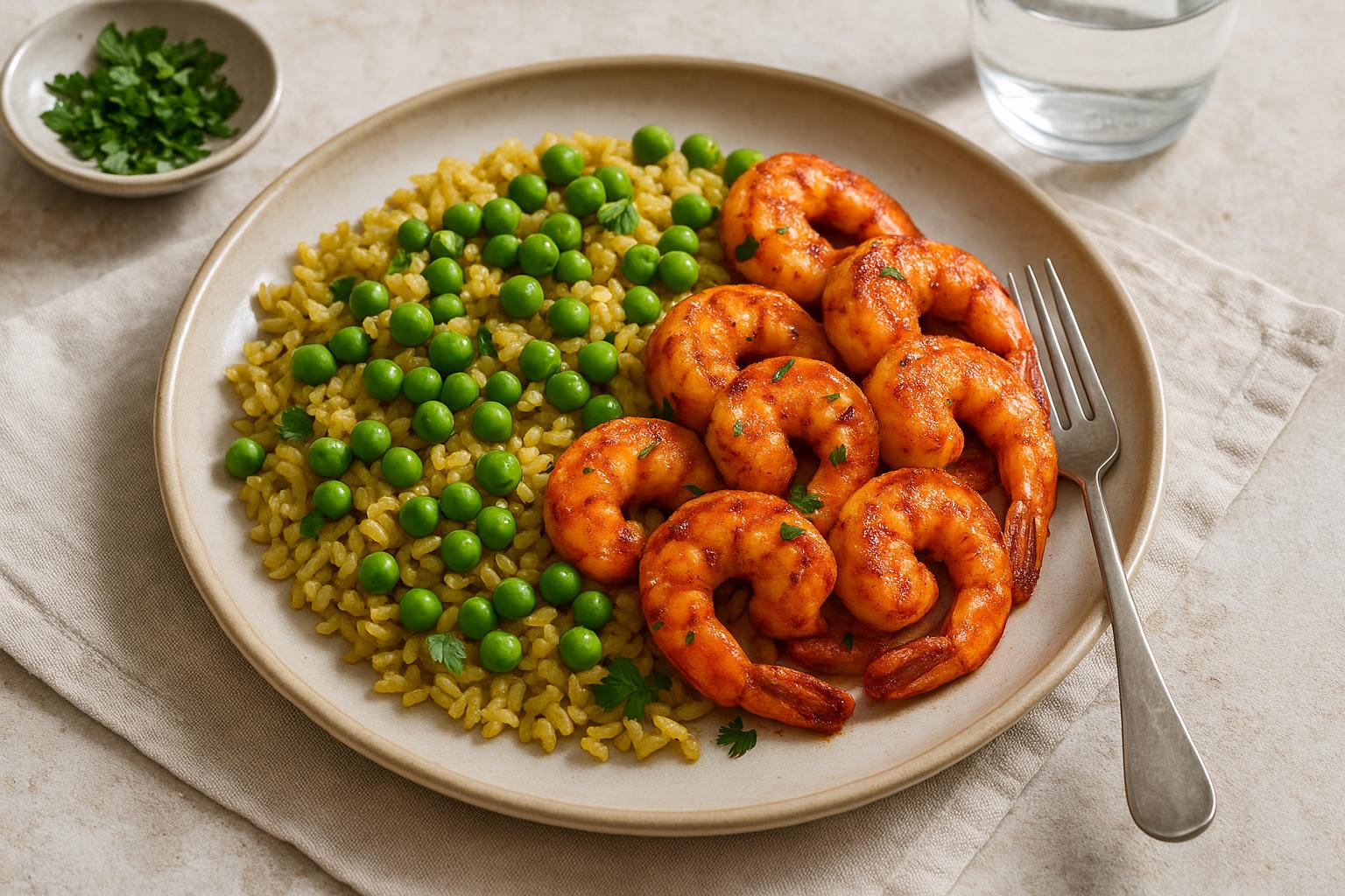 Gamberetti alla paprika e riso giallo