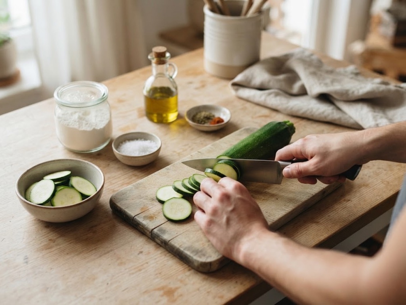 Chips di zucchine al forno, passaggio 1