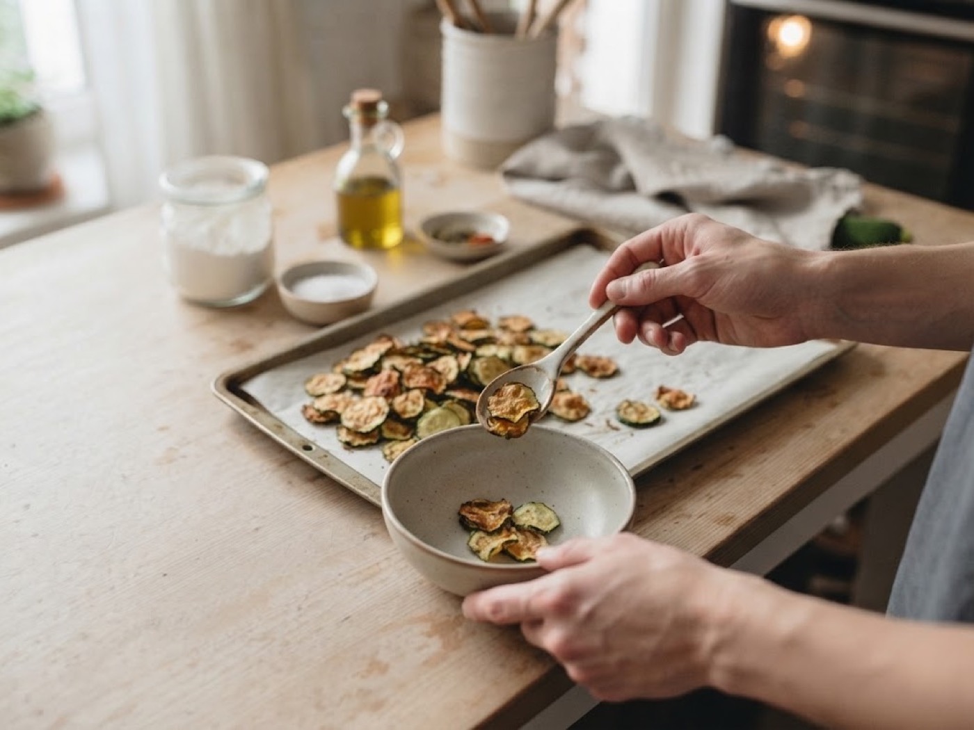 Chips di zucchine al forno, passaggio 5