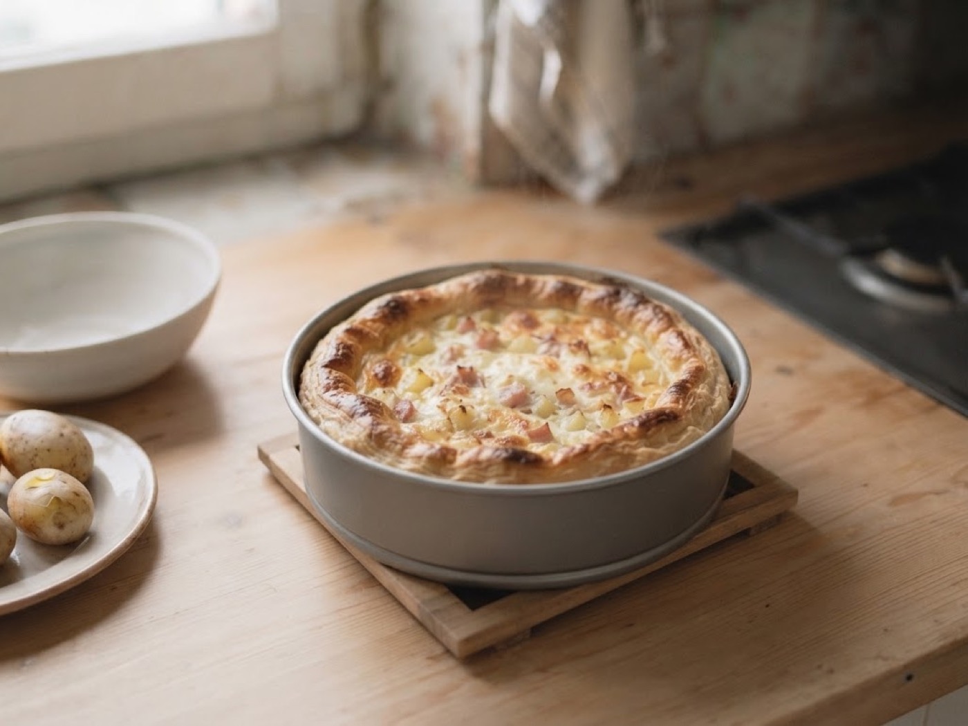 Torta rustica con stracchino, patate e prosciutto, passaggio 8