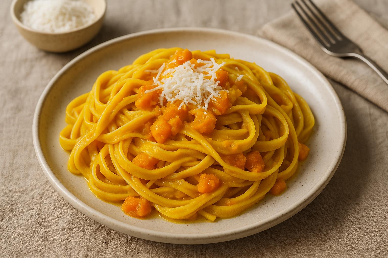 Fettuccine zucca e ricotta salata