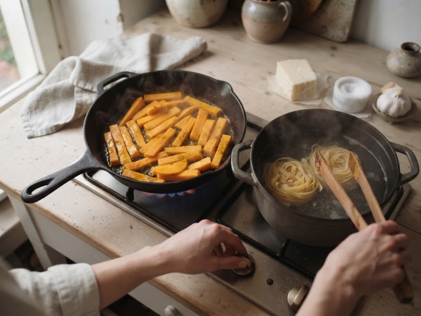Fettuccine zucca e ricotta salata, passaggio 3
