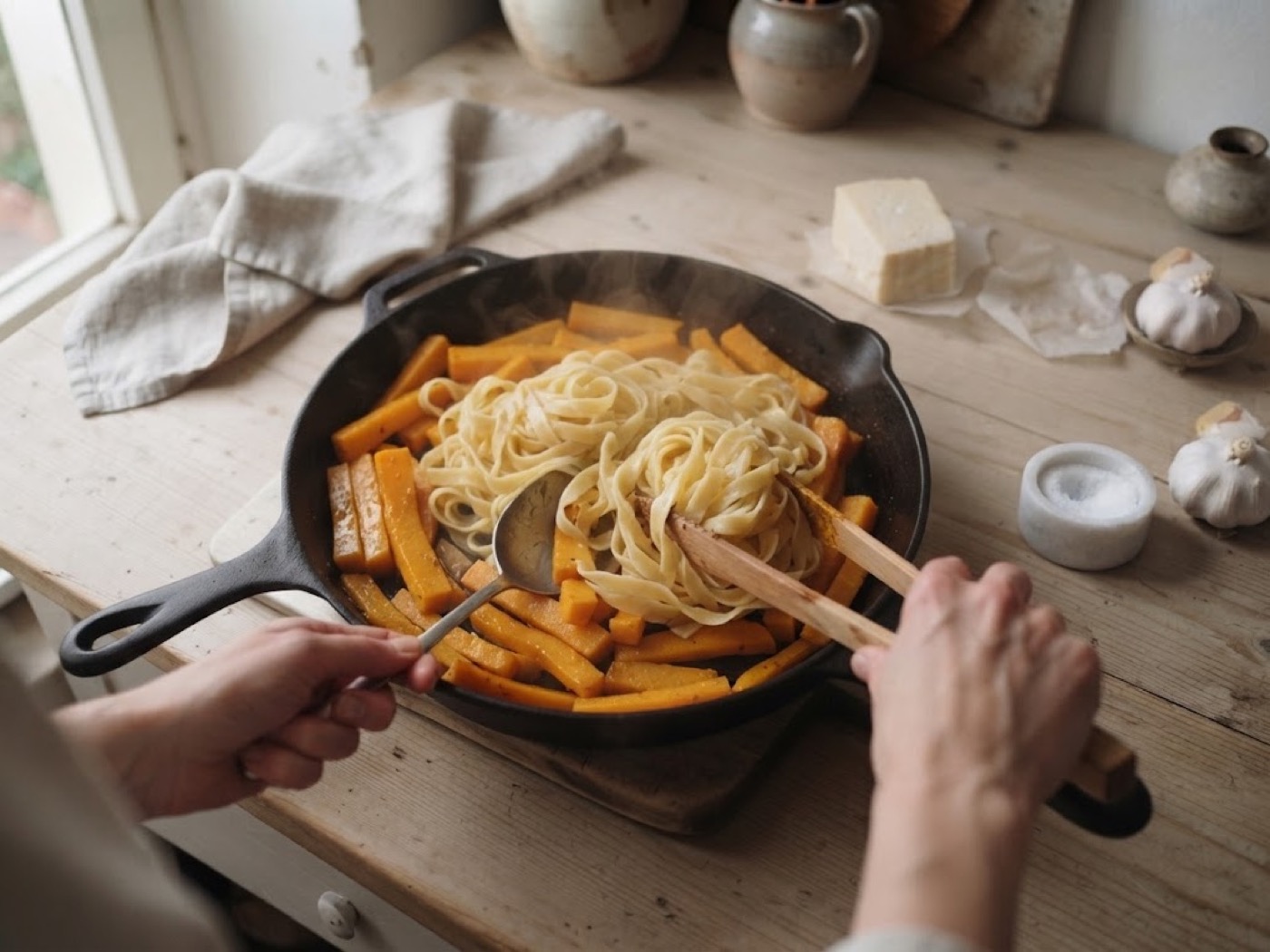 Fettuccine zucca e ricotta salata, passaggio 4