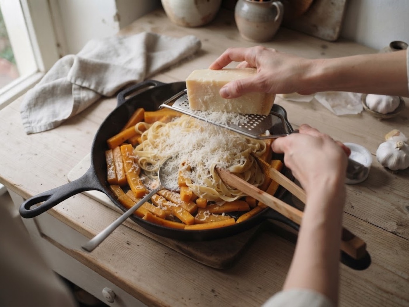Fettuccine zucca e ricotta salata, passaggio 5