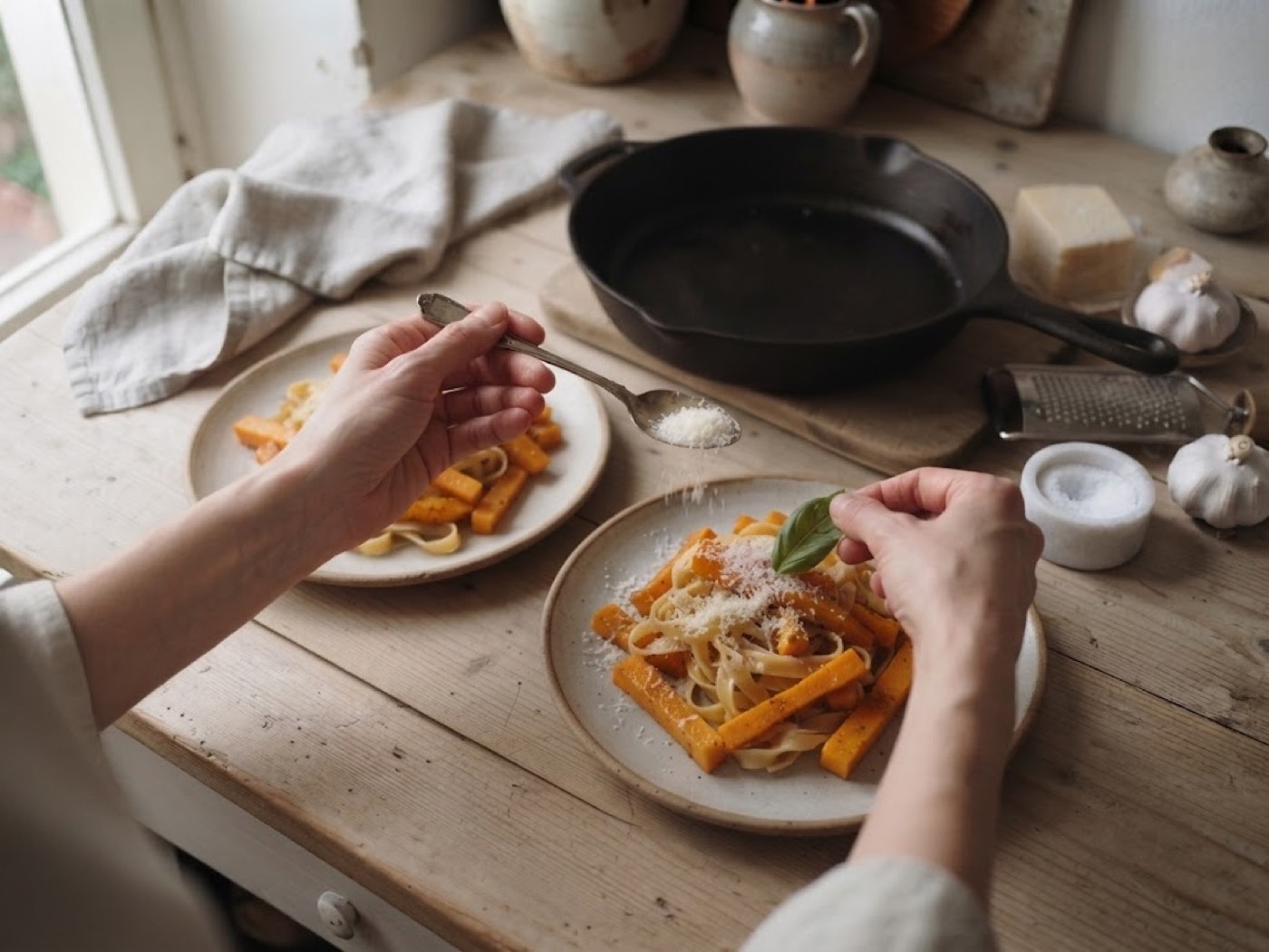 Fettuccine zucca e ricotta salata, passaggio 6