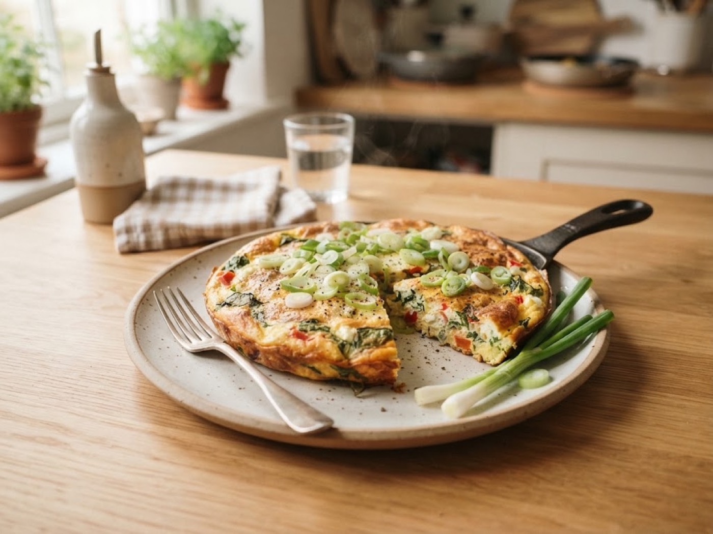 Frittata in padella con cipollotti, passaggio 4