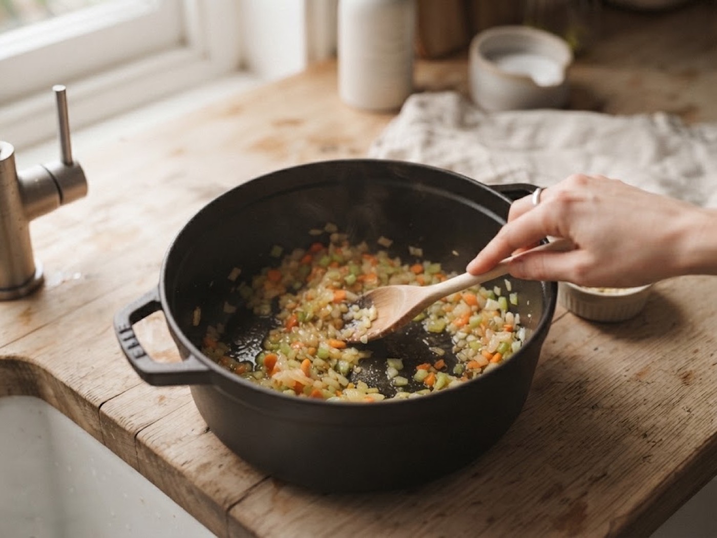 Zuppa di verdure e lenticchie, passaggio 3