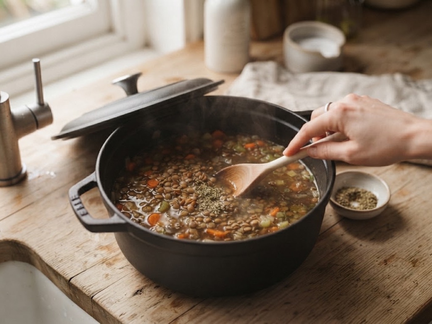 Zuppa di verdure e lenticchie, passaggio 4