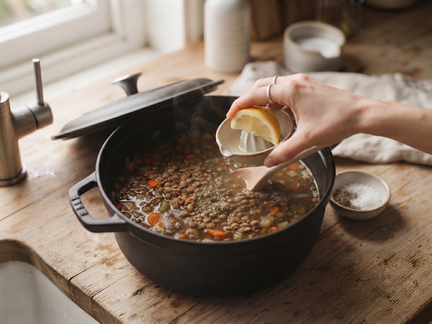 Zuppa di verdure e lenticchie, passaggio 5