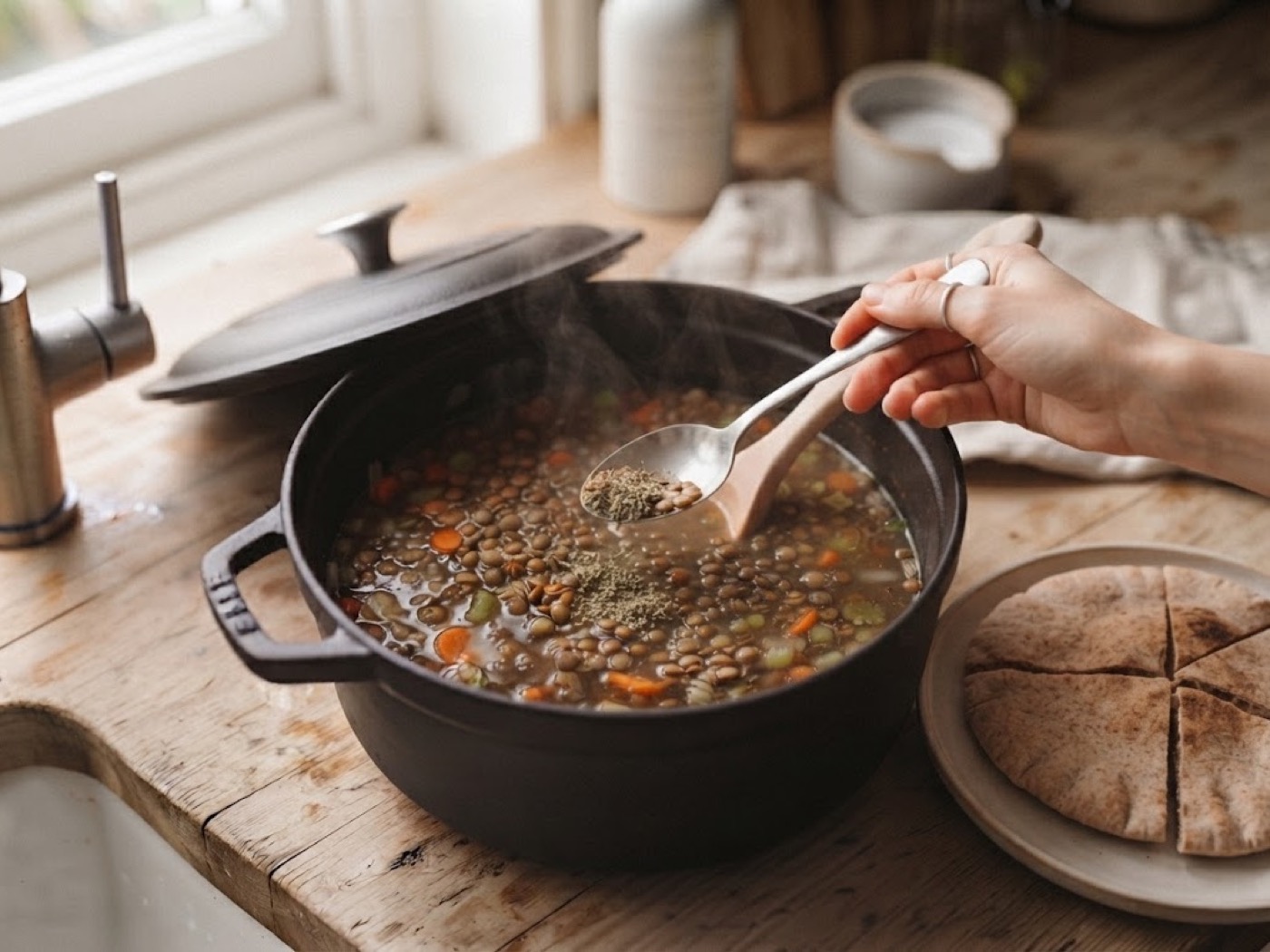 Zuppa di verdure e lenticchie, passaggio 7