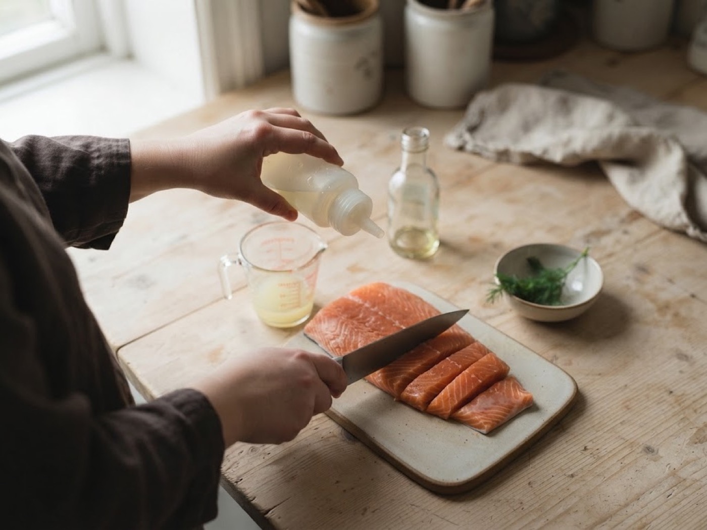 Crostino con salmone marinato, passaggio 2