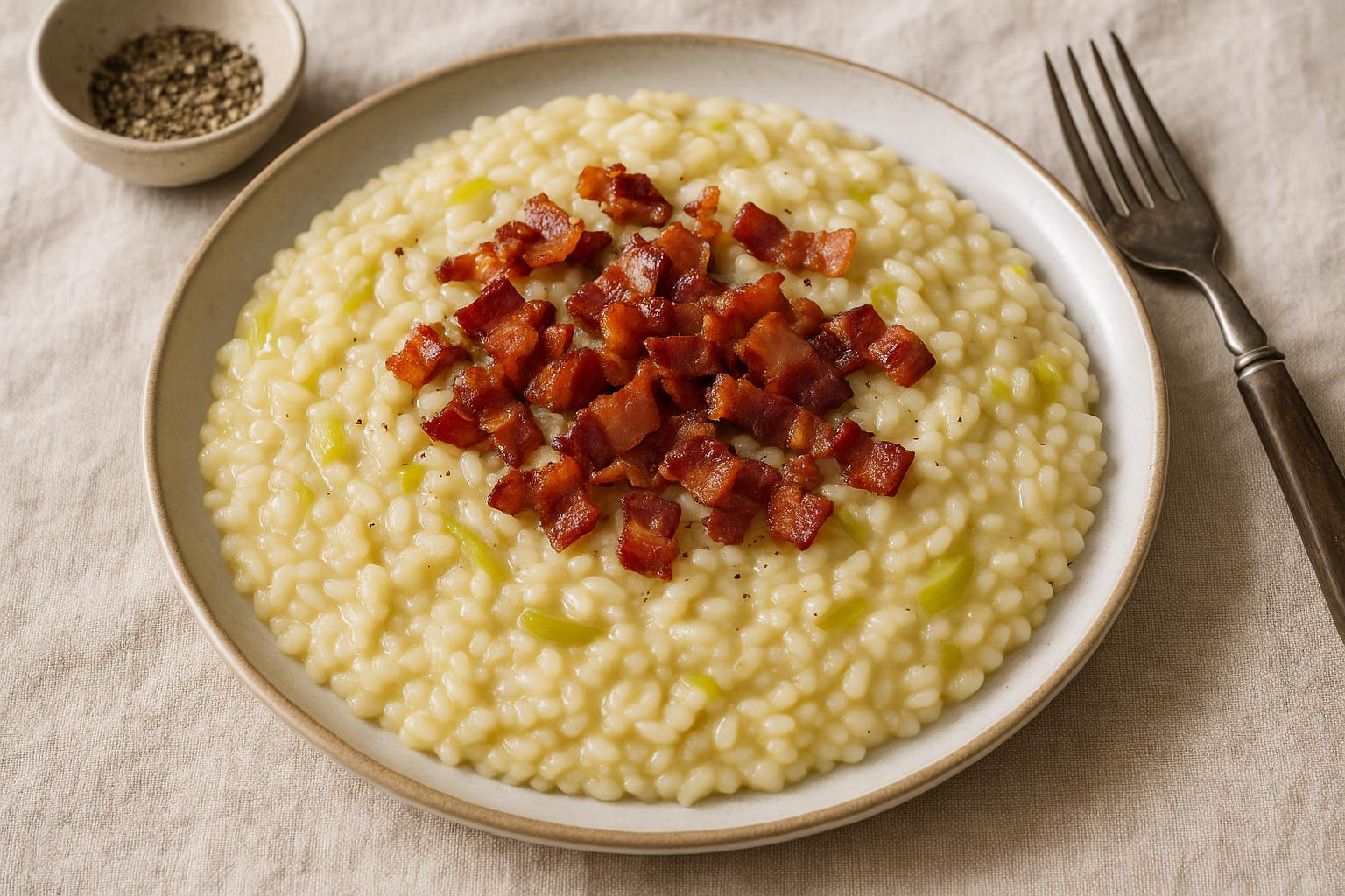 Risotto porri e pancetta