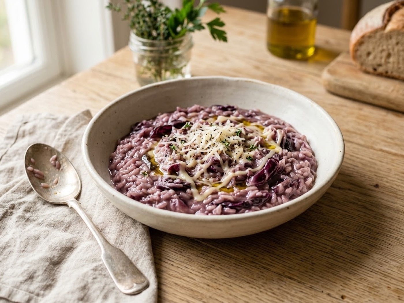 Risotto con radicchio rosso e scamorza