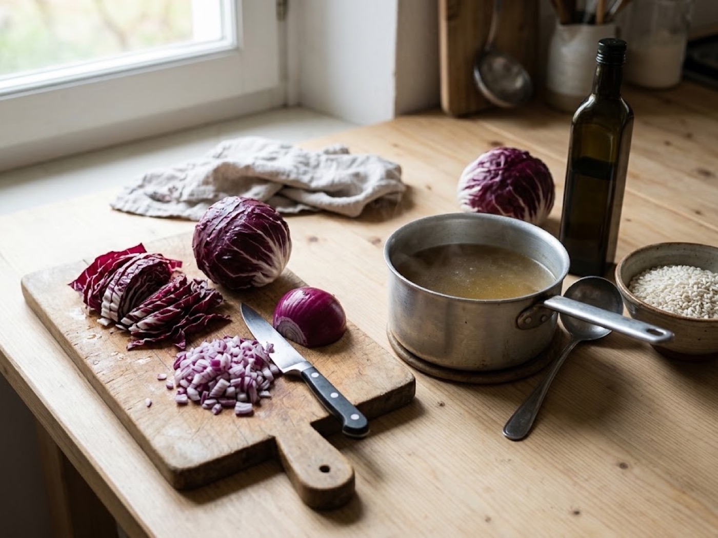 Risotto con radicchio rosso e scamorza, passaggio 1