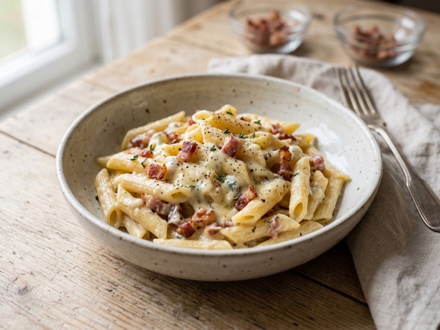 Pasta gorgonzola e speck