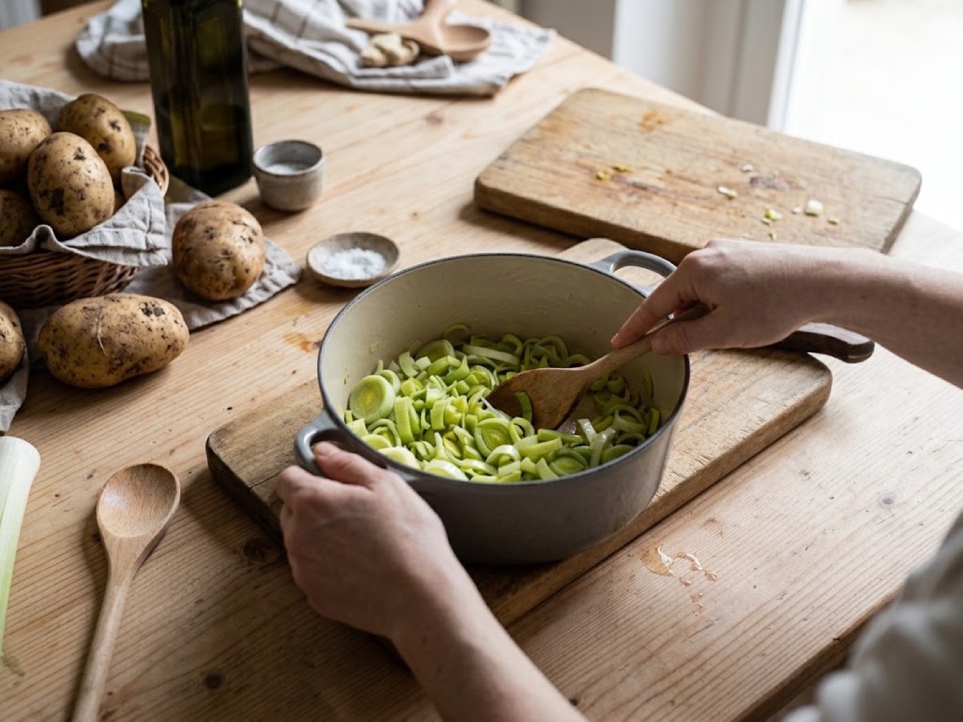 Vellutata di porri e patate, ricetta, passaggio 3