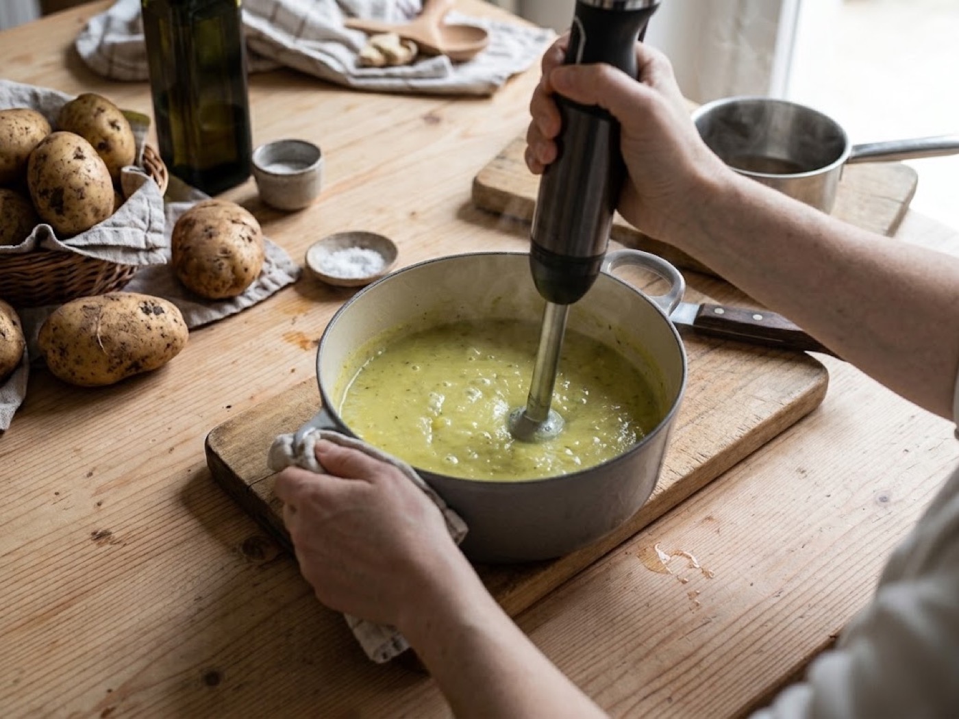 Vellutata di porri e patate, ricetta, passaggio 5