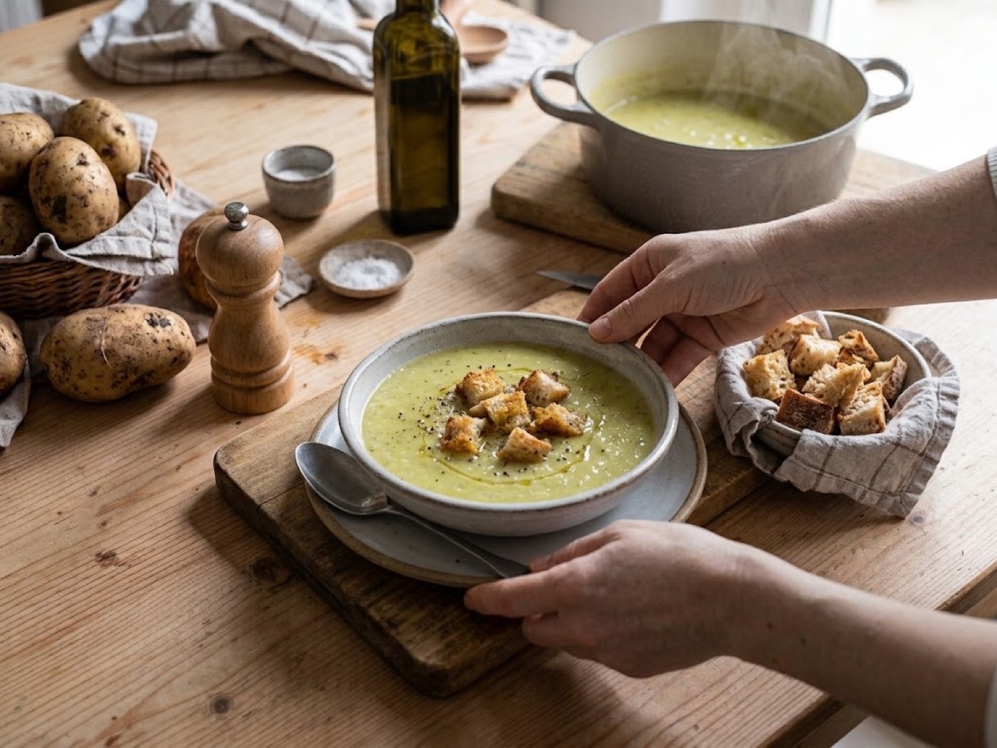 Vellutata di porri e patate, ricetta, passaggio 7