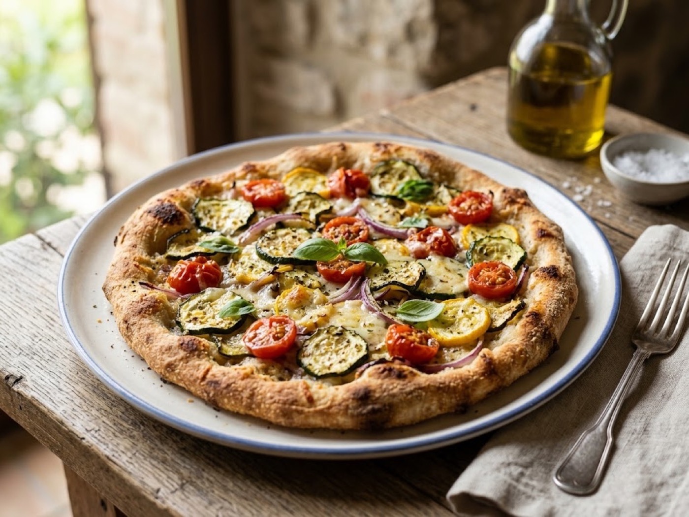 Pizza sarda con zucchine