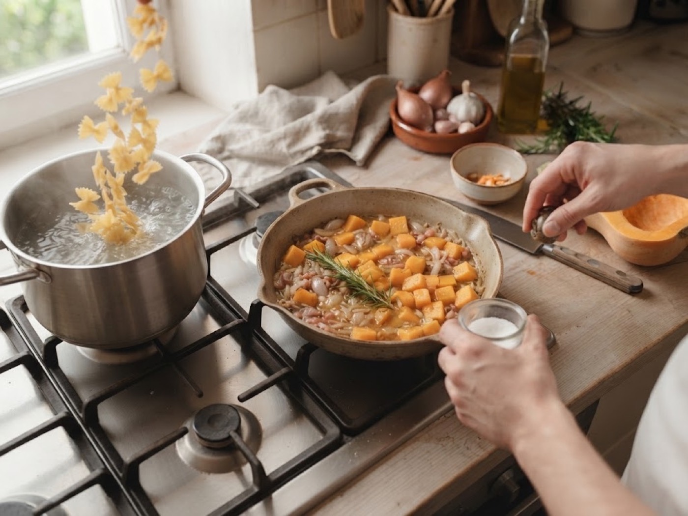 Pasta con la zucca, passaggio 5