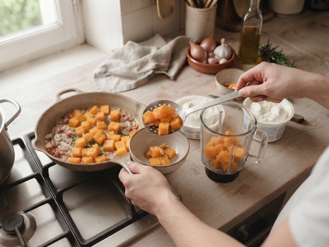 Pasta con la zucca, passaggio 6