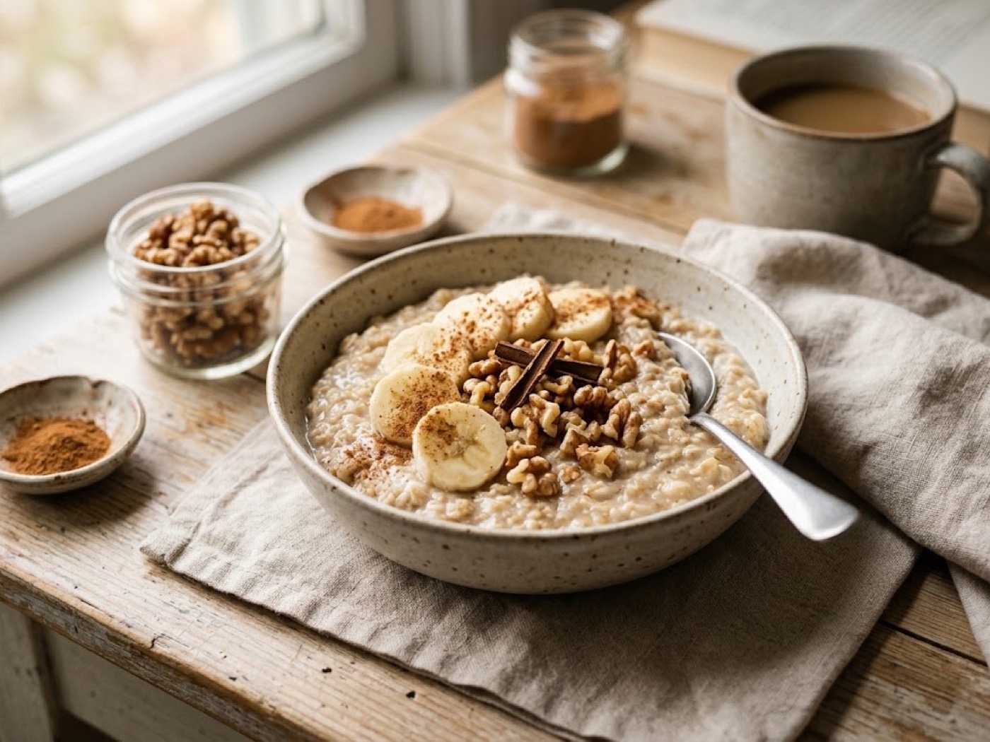 Porridge banana e noci