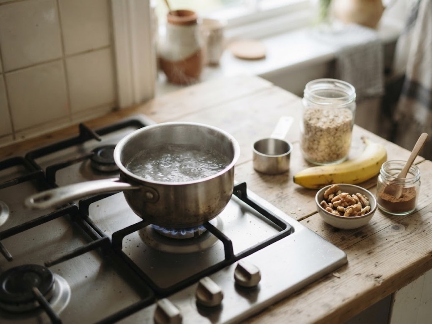 Porridge banana e noci, passaggio 1