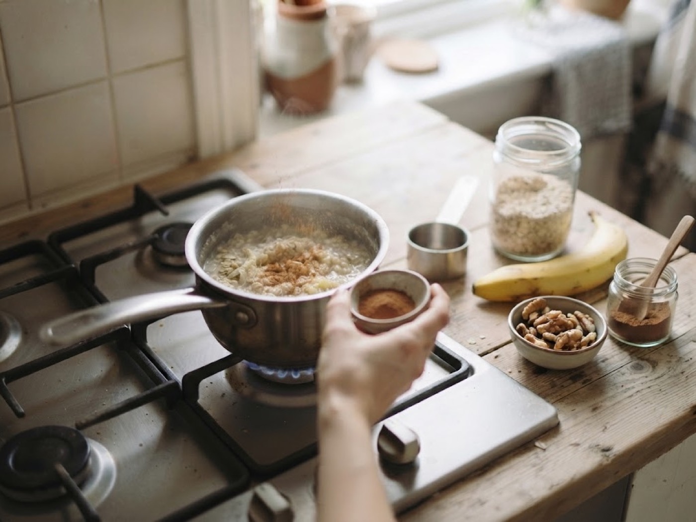 Porridge banana e noci, passaggio 2