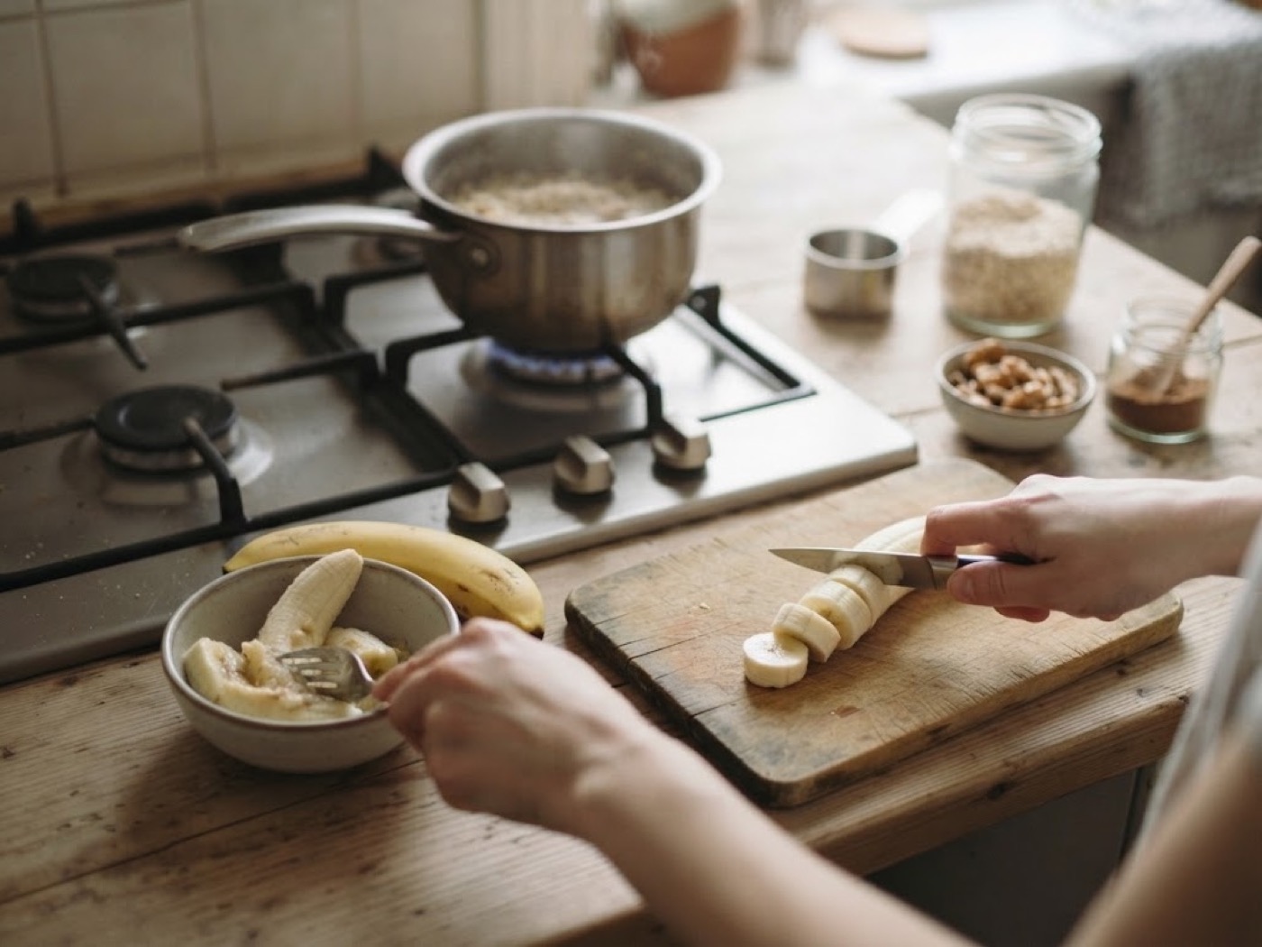 Porridge banana e noci, passaggio 3