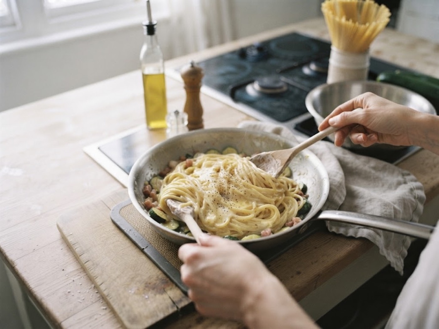 Carbonara di zucchine, passaggio 4