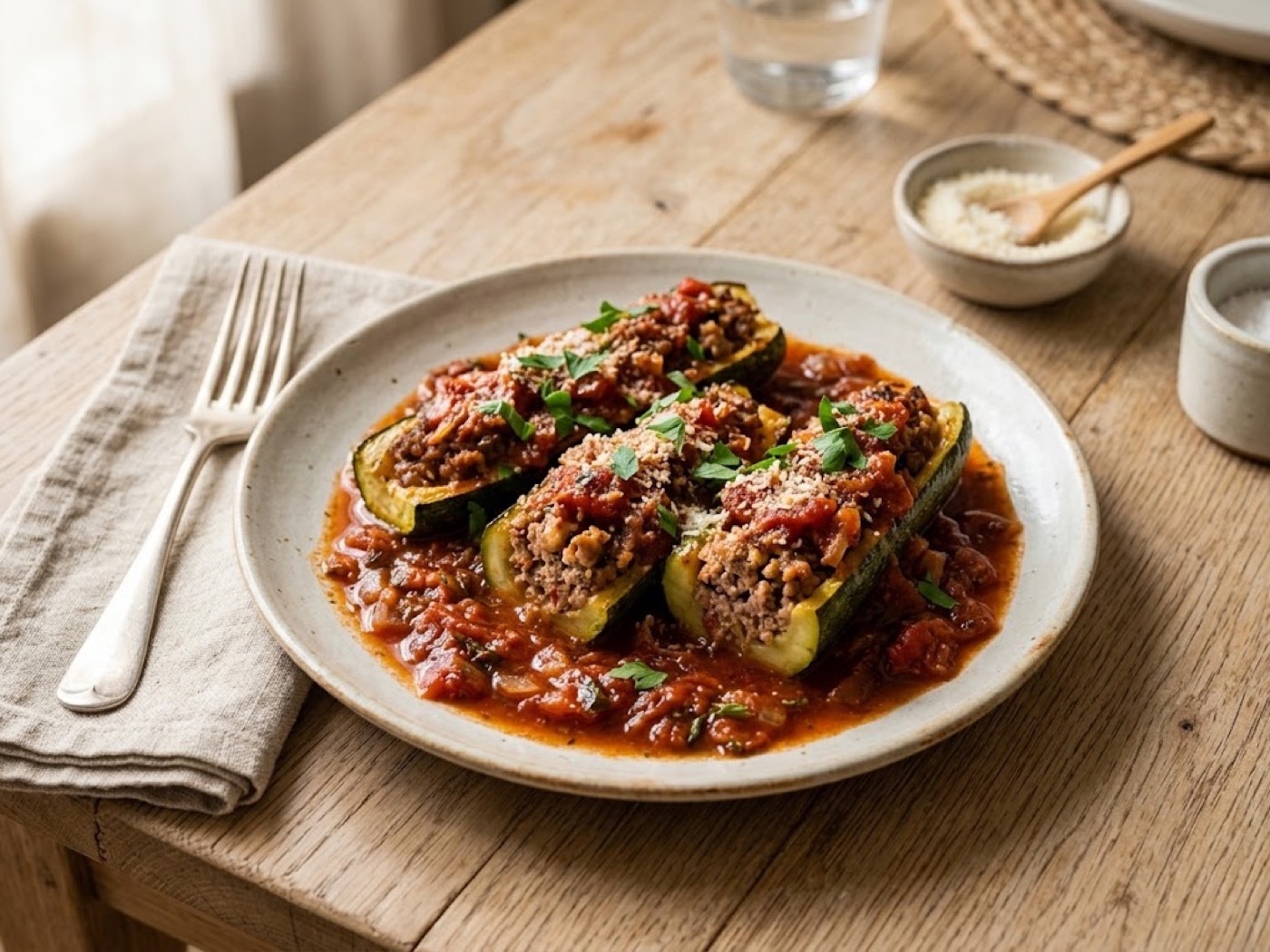 Zucchine ripiene di carne