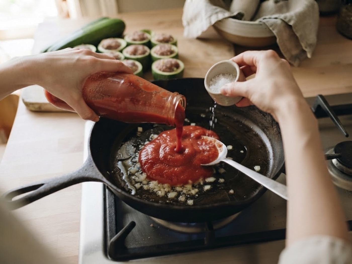 Zucchine ripiene di carne, passaggio 10