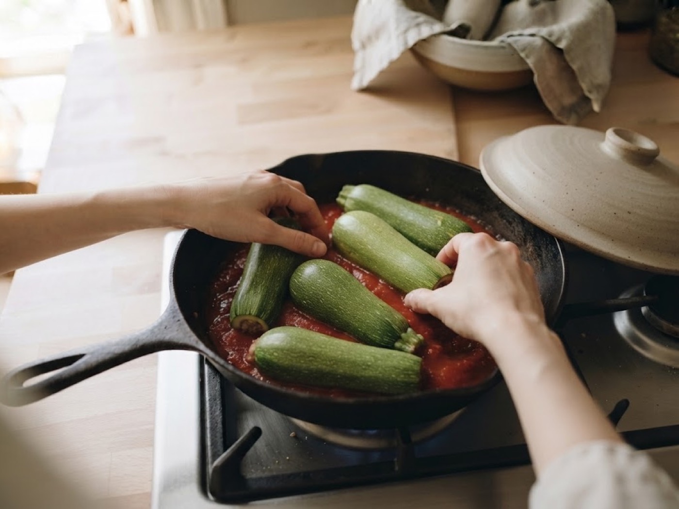 Zucchine ripiene di carne, passaggio 11