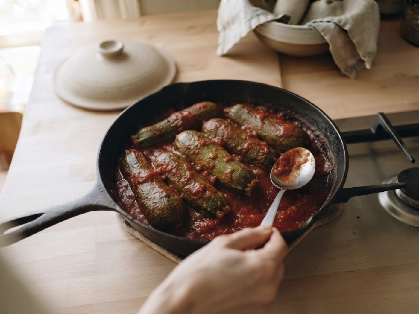 Zucchine ripiene di carne, passaggio 12
