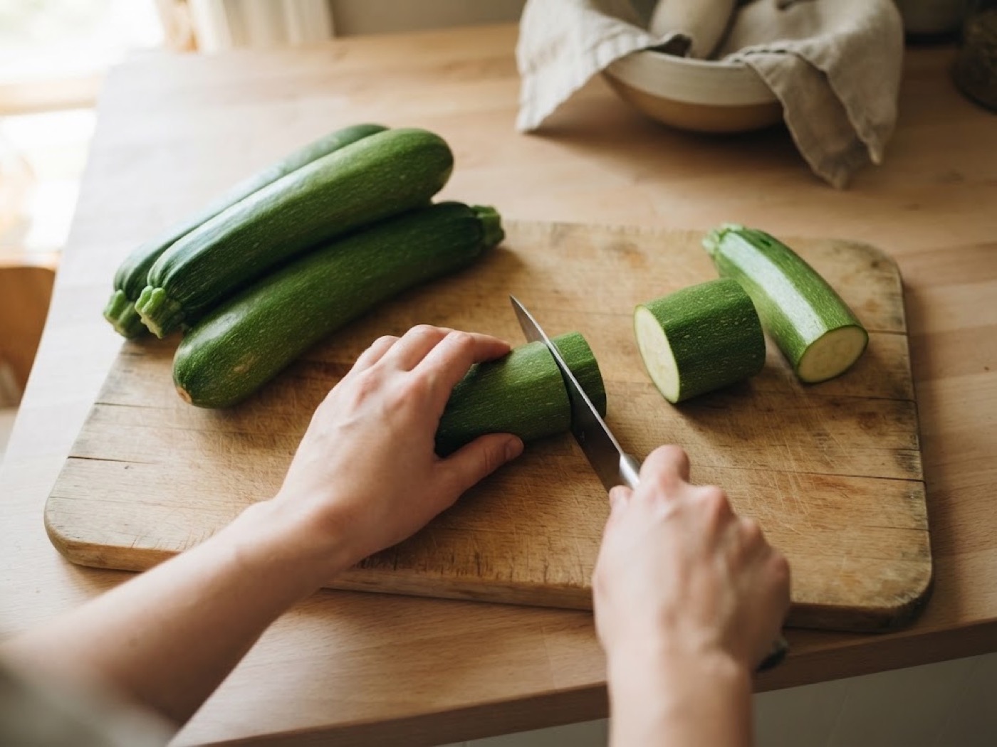 Zucchine ripiene di carne, passaggio 1
