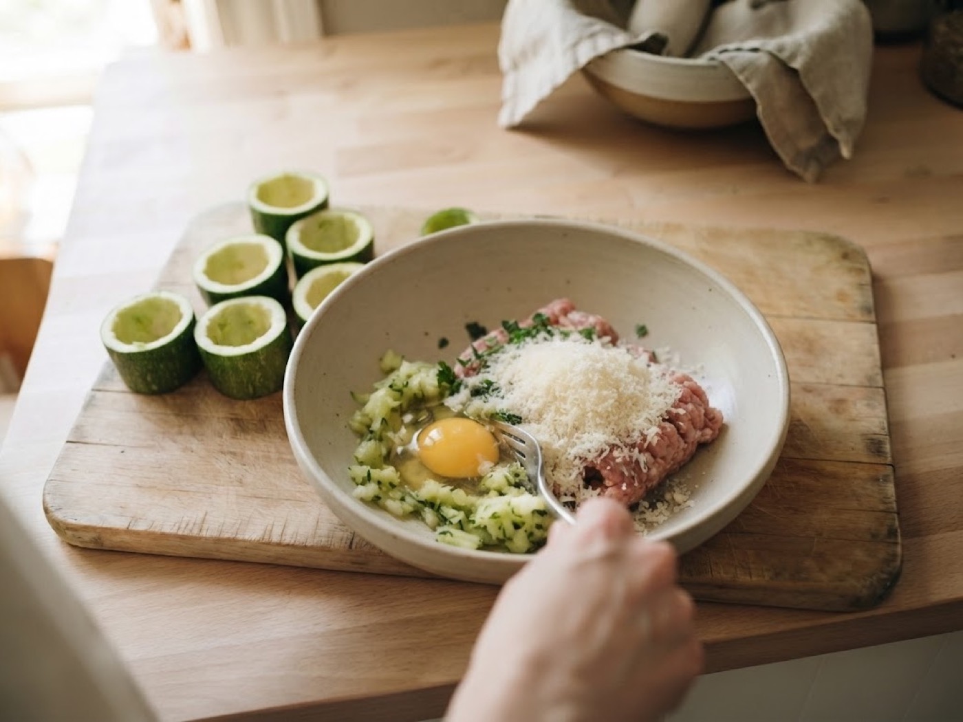 Zucchine ripiene di carne, passaggio 5
