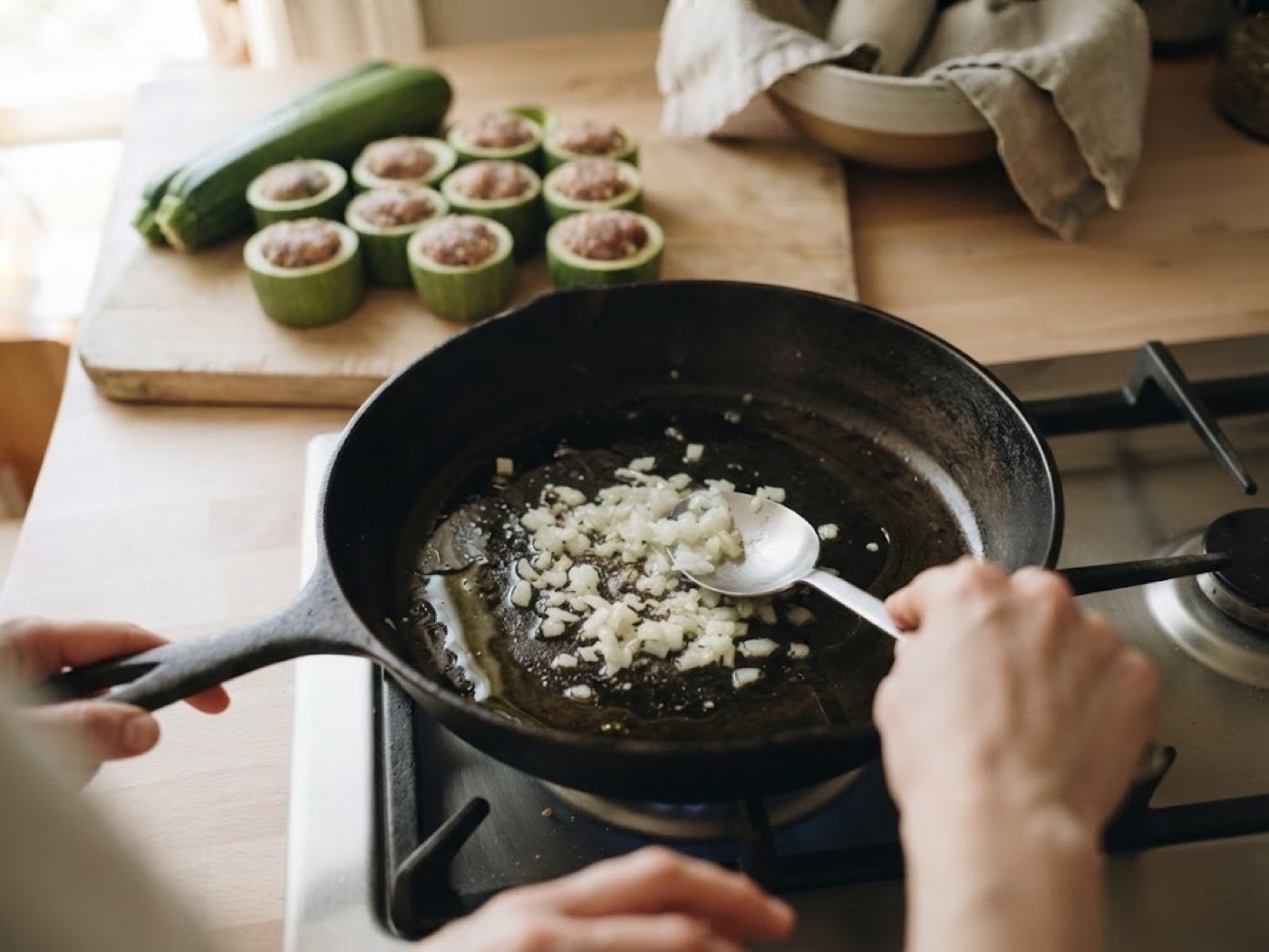 Zucchine ripiene di carne, passaggio 9