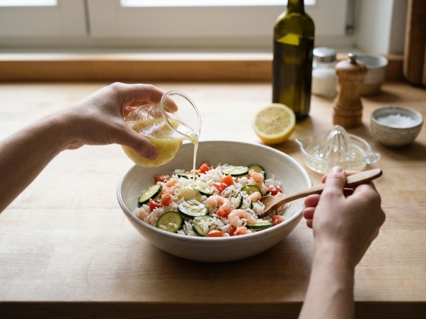 Insalata di riso basmati gamberi e zucchine, passaggio 6
